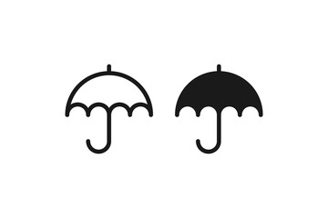 umbrella rain icon and outline