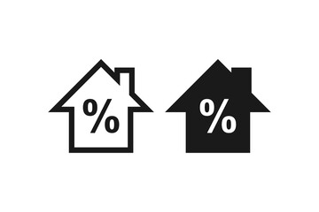 house with percentage sign icon and outline