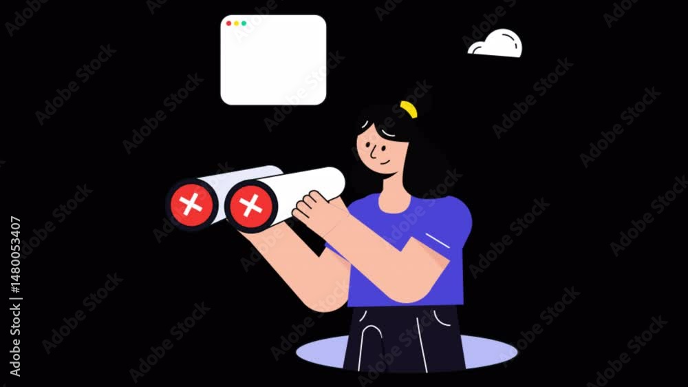 Poster block internet ads connection motion graphic rendering with transparent alpha channel