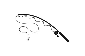 fishing rod with line and hook icon