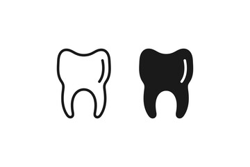 human molar teeth icon and outline