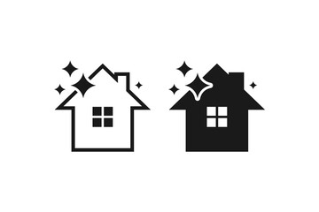 house with sparkle symbol of cleanliness service