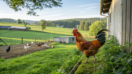 chicken farm animal barnyard bird feathers poultry