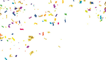 multicolor confetti. Confetti celebration party background design, Falling shiny golden confetti isolated on transparent background