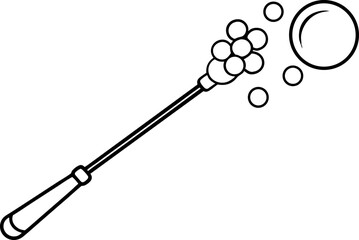 Bubble Wand With Bubbles Line Art Vector Illustration