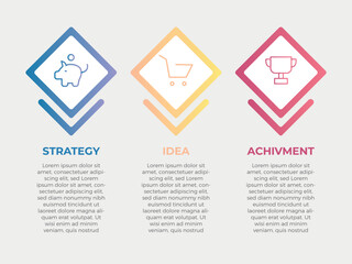 Business Development Concept Infographic Design with Editable Stroke Line Icons, 3 steps and option.