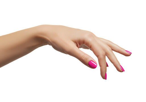 Pink Nails: Hand Image Stock Photo on transparent background