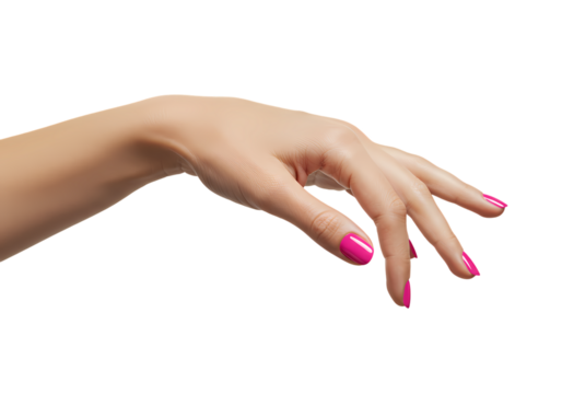 Pink Nails: Hand Image Stock Photo on transparent background