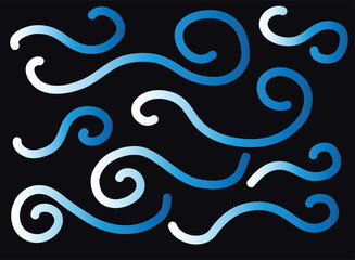 Fototapeta premium Abstract colorful background with gradient waves. 3D vector waves isolated on black background. Set of rainbow wavy graphic elements. Bright abstract space or water template with copy space.