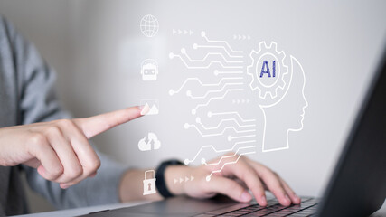 Artificial intelligence technology ai digital innovation image generation chatbot business dashboard data analysis marketing innovation network assistance automation system software machine learning