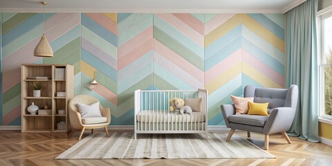 Baby Room Decor: Geometric Fractured Lines Pattern, Nursery Wall Art Design
