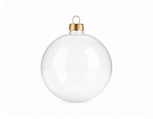 Clear spherical ornament with gold top on white