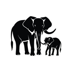 elephant silhouette vector.elephant vector illustration. elephant on white background.	