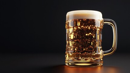 Refreshing Glass of Beer with Foam Against Dark Background in Artisan Brewery Style