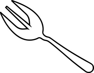 Fork With Leaf Line Art Vector Illustration