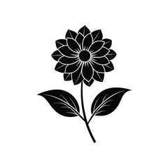 vector illustration of a flower.Beautiful flower black silhouette vector illustration.Silhouette Flower collection Design.	