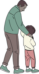 Father with child watercolor vector art.