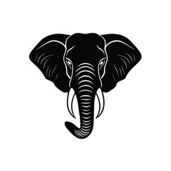 elephant on white background.Vector black and white illustration of elephant head logo style isolated on a white background.a black and white elephant silhouette with distinctive face pattern.