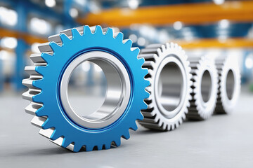 Gear wheel in a factory setting highlighting production efficiency and industrial machinery in high-quality detail