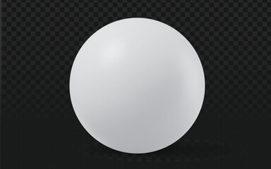 Realistic vector graphic of a white sphere or ball. Isolated glossy reflective object perfect for design projects, icons, abstract compositions, or as a basic geometric element. Transparent background
