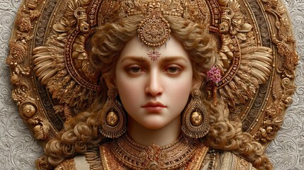 Goddess durga celebration intricate textures cultural festival artistic masterpiece vibrant atmosphere