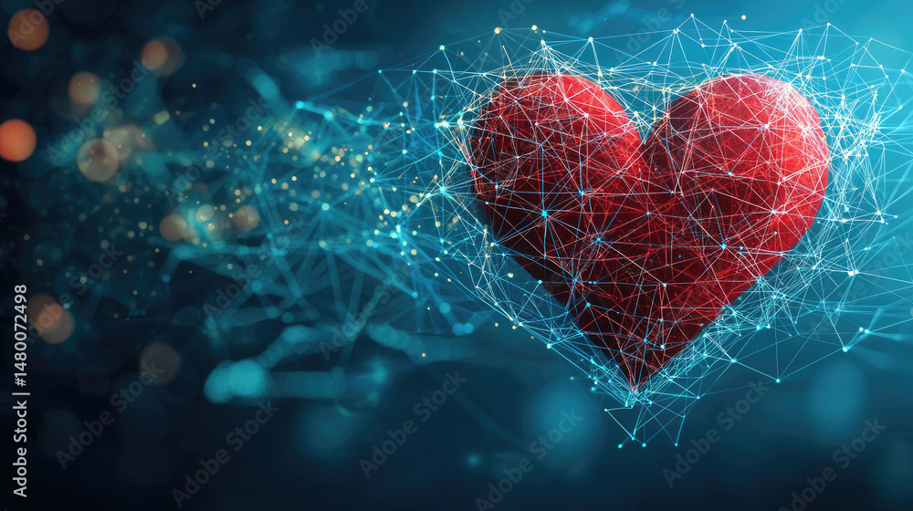 Aufkleber digital heart projection virtual space graphic art tech environment abstract viewpoint connection co