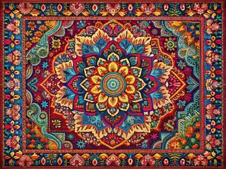 Obraz premium Colorful Anime Rug Texture: Flowing Lines & Geometric Designs