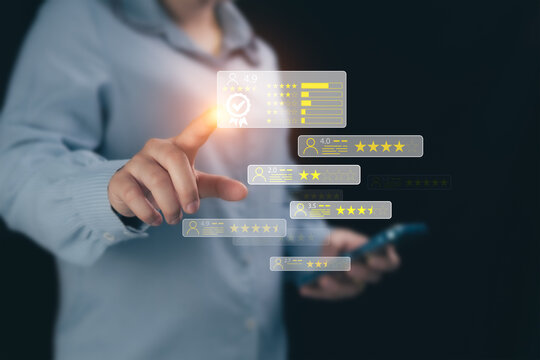 Rating statistics, Service rating based on people's satisfaction standards, assess product quality, and build trust with consumers by giving stars from 1-5, the most popular online rating system.