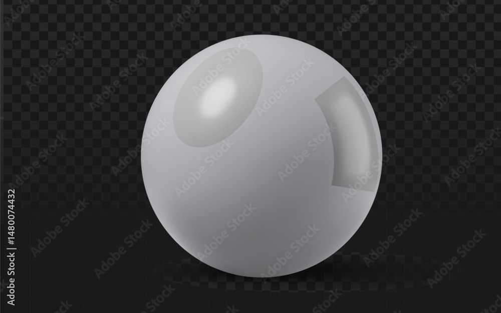 Poster realistic vector graphic of a clear transparent sphere or ball. isolated glossy reflective object pe