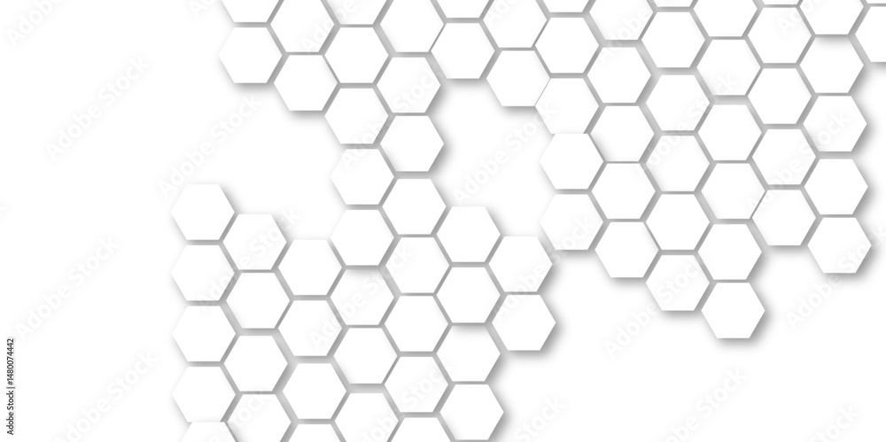 Aufkleber abstract technology white and grey geometric hexagon shape on transparent background vector.