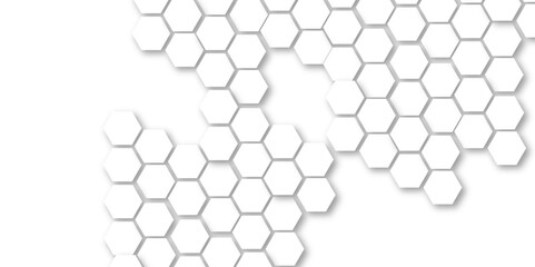 Abstract technology white and grey geometric hexagon shape on transparent background vector.