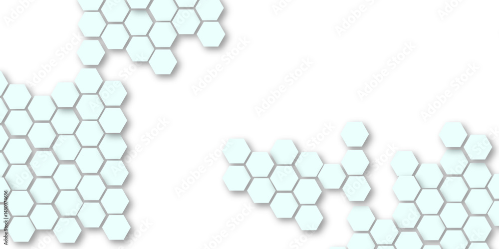Poster abstract technology white and grey geometric hexagon shape on transparent background vector.