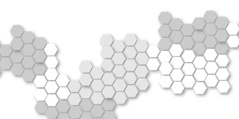 Abstract technology white and grey geometric hexagon shape on transparent background vector.