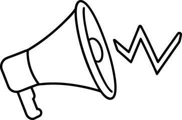 Megaphone With Heart Shape Sound Line Art Vector Illustration