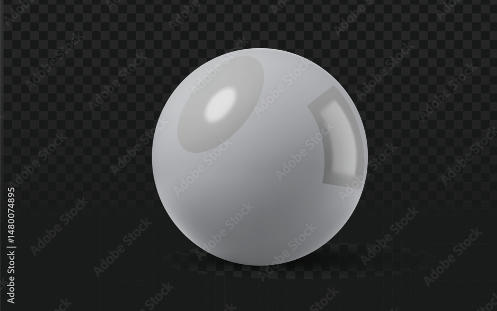 Poster realistic vector graphic of a white sphere or ball. isolated glossy reflective object perfect for de