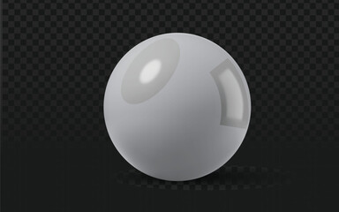 Realistic vector graphic of a white sphere or ball. Isolated glossy reflective object perfect for design projects, icons, abstract compositions, or as a basic geometric element. Transparent background