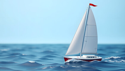 Naklejka premium Gliding gracefully across the vast blue waves, papercraft. with white shades