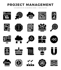 Project Management icons Pack. Glyph icons set. Project Management collection set.