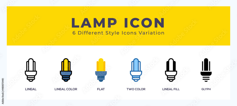 Poster lamp icon set with different styles. design elements for logo. vector illustration.