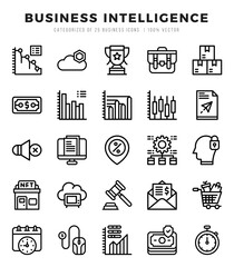 Set of simple Lineal Business Intelligence Icons. Lineal art icons pack.