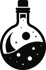 Moon Inside Bottle Silhouette Vector Illustration