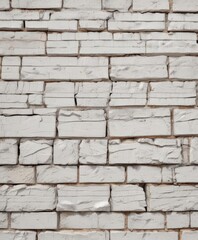 Fototapeta premium Cracked white brick, uneven surface, heavy grunge, masonry, white brick, aged