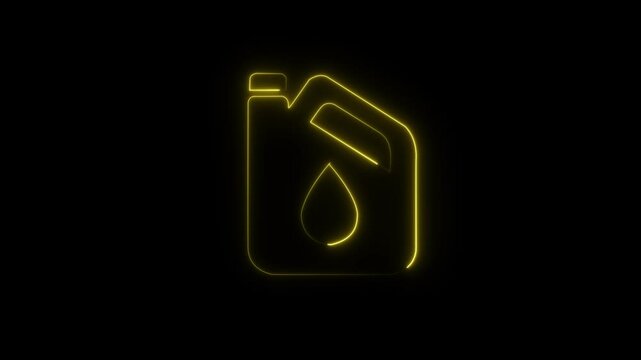 Glowing neon automobile oil icon isolated on black background. HD Video motion graphic animation