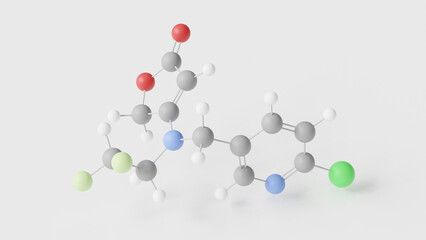 flupyradifurone molecule 3d, molecular structure, ball and stick model, structural chemical formula insecticide