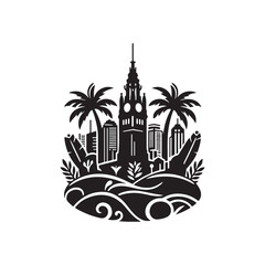 Queensland Day Silhouette Vector Illustration, Solid White Background.