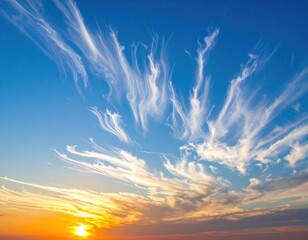 The sun sets behind a dramatic cloud formation, casting vibrant hues of orange, pink, and purple across the sky, creating a breathtaking twilight scene.
