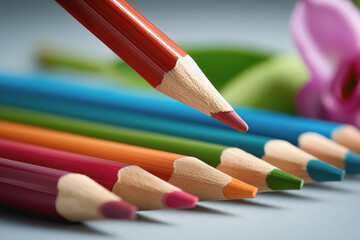 Fototapeta premium Artistic representation of a pencil and a beautiful flower symbolizing creativity and nature in harmony