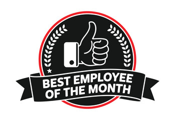 Best Employee of the Month Badge Thumbs Up Appreciation Icon vector illustration