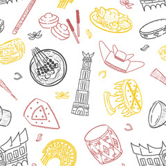 seamless doodle pattern minangkabau minang indonesia theme png no background
