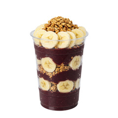 Açaí Bowl in Cup with Banana Slices and Granola